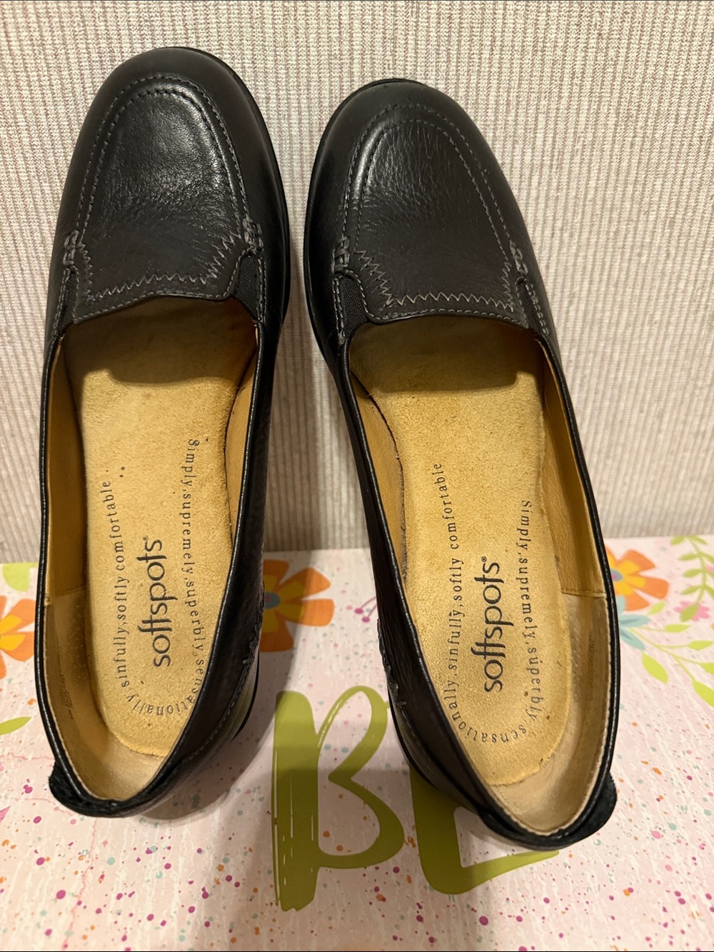 Softspots Black Leather Women's Slip-On Loafers